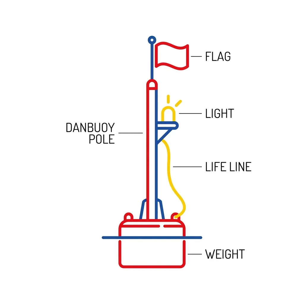 Esquema de un Danbuoy náutico