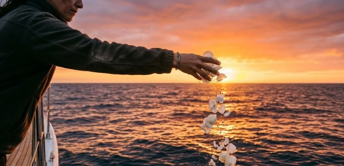 Esparcimiento de cenizas en el mar