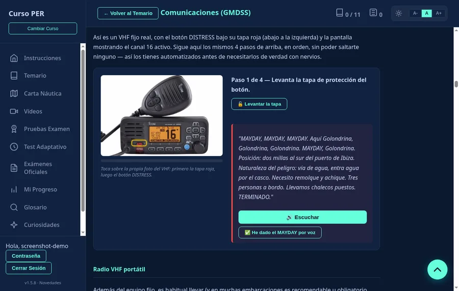 Simulador de llamada DISTRESS por VHF