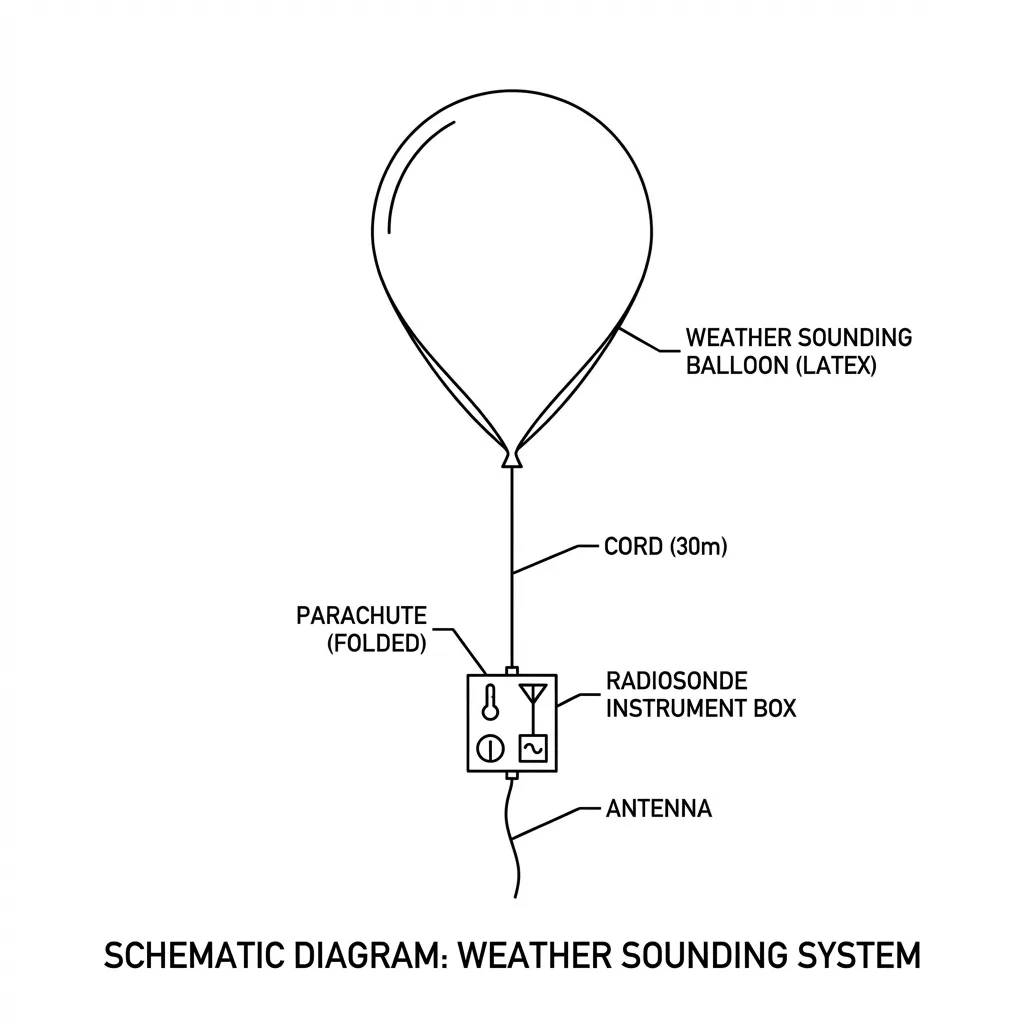 Esquema de un globo sonda meteorológico