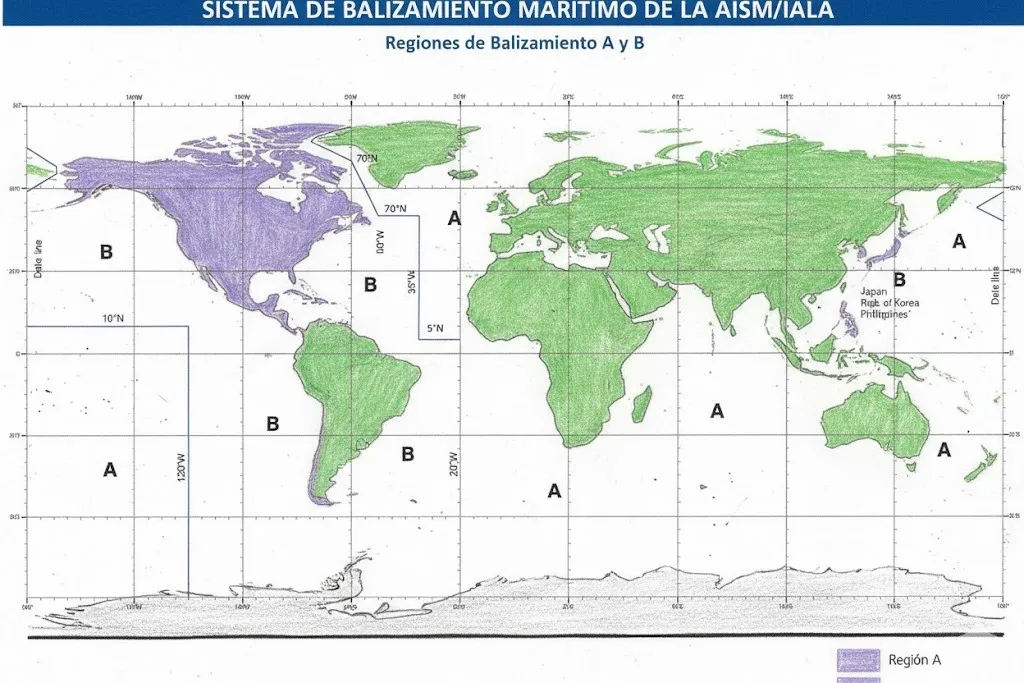 Mapa de Regions de Balisament IALA A i B