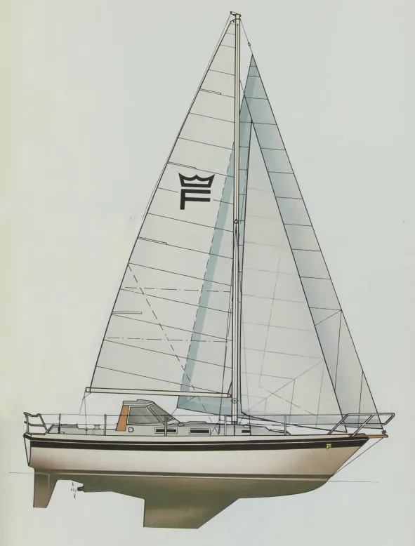 Dibuix tècnic lateral del Finnsailer 34