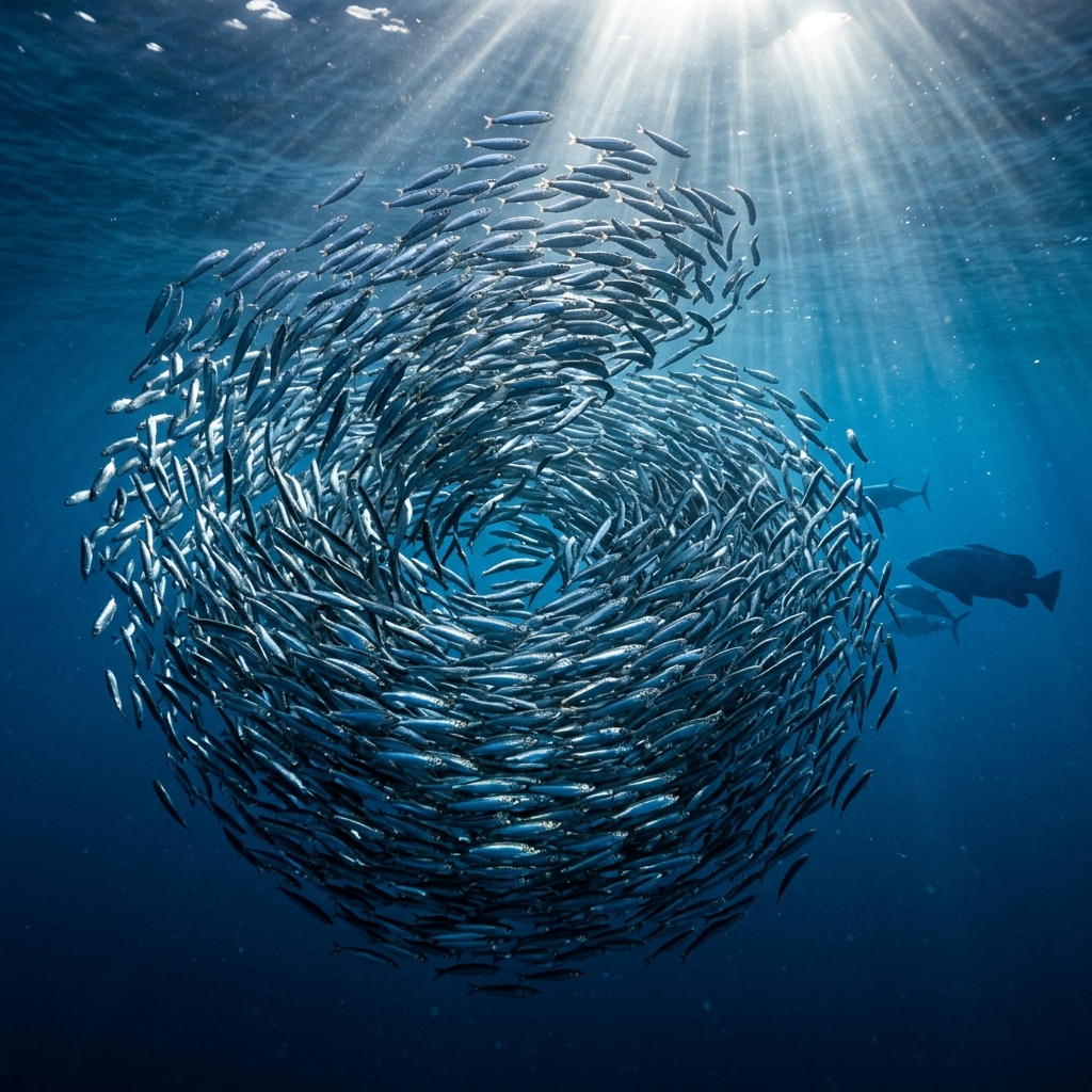 Banco de sardinas en el Mediterráneo