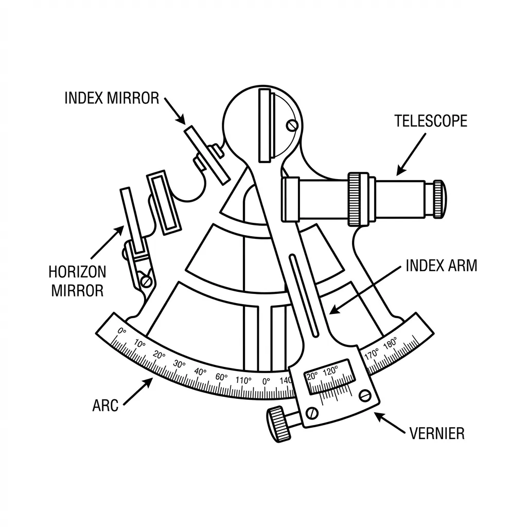 Esquema t�cnic d'un sextant